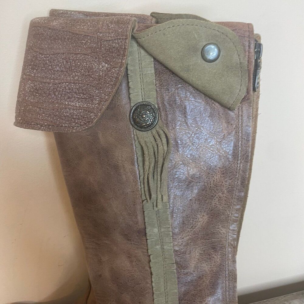 CORRAL VINTAGE Women’s Cowboy Cognac Deer High Knee Zip Boots Size 6.5 - Picture 2 of 9